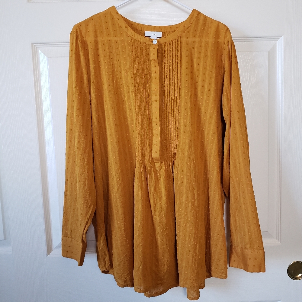 J. Jill Mustard Textured Button-Front Tunic